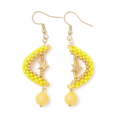Natural Mashan Jade Dangle Earrings EJEW-MZ00544-02-1