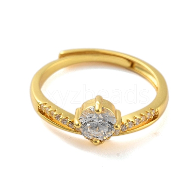Clear Cubic Zirconia Adjustable Rings RJEW-L120-018G-01-1