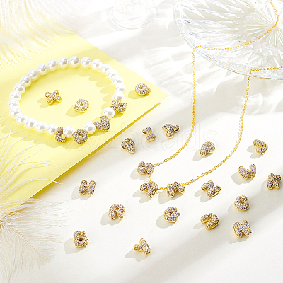 26Pcs 26 Styles Brass Micro Pave Cubic Zirconia Beads KK-GA0002-50-1
