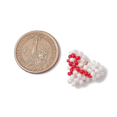 Glass Seed Beaded Heart Pendants PALLOY-MZ00546-1