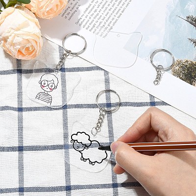 30Pcs Iron Split Key Rings with Chain DIY-YW0009-02-1