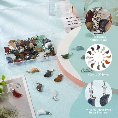 48Pcs 12 Styles Natural Gemstone Pendants G-FW0001-30-1