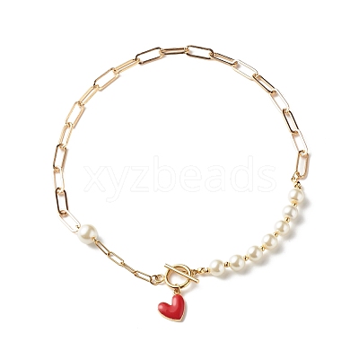 Glass Pearl Beaded Necklaces NJEW-TA00004-1