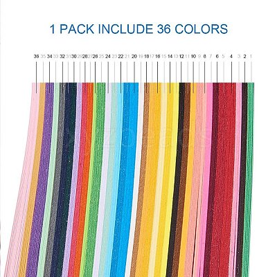 Rectangle 36 Colors Quilling Paper Strips DIY-PH0008-03A-WH-1