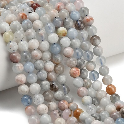 Natural Aquamarine Beads Strands G-F591-29A-6mm-03-1