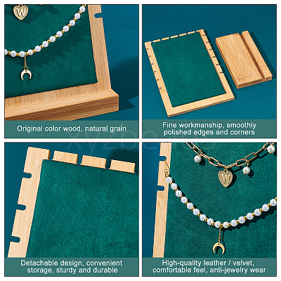 Bamboo Wood Multiple Necklace Display Stands NDIS-WH0003-008-1
