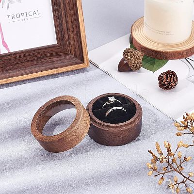 Walnut Wooden Engagement Ring Boxes CON-WH0072-88-1