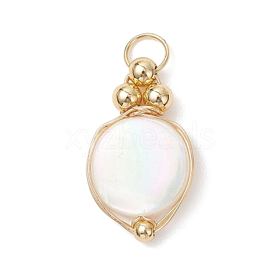 Natural White Shell Pendants PALLOY-JF04839-1