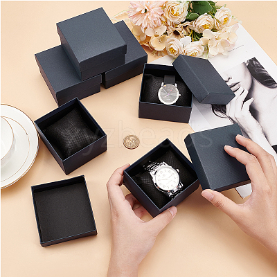 Cardboard Jewelry Watch Storage Gift Box LS-CON-WH0092-67B-1