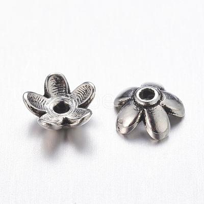 Tibetan Style  Zinc Alloy Bead Caps TIBEB-6.5x3-AS-FF-1