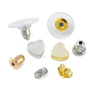142Pcs 8 Style Brass & Silicone Earring Nuts KK-YW0001-43-1