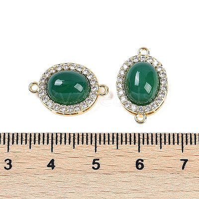 Natural Green Onyx Agate(Dyed & Heated) Oval Connector Charms KK-U043-50G-02-1