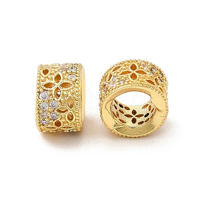 Rack Plating Brass Micro Pave Cubic Zirconia European Beads KK-C010-12-1