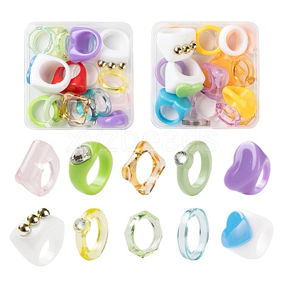 18Pcs Acrylic Finger Rings RJEW-LS0001-01-1