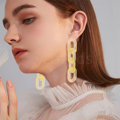 5 Pairs 5 Colors Acrylic Cable Chains Dangle Stud Earrings EJEW-AN0004-06-1