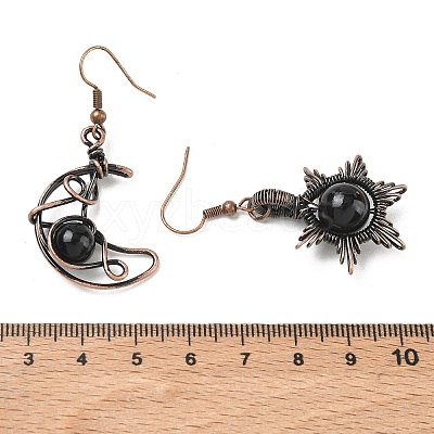 Natural Obsidian Dangle Earrings G-H359-07R-08-1