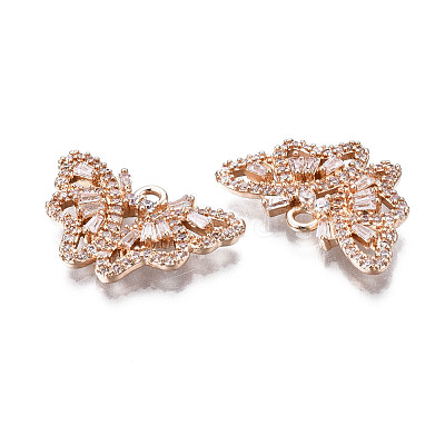 Brass Micro Pave Clear Cubic Zirconia Pendants KK-S359-087-RS-1