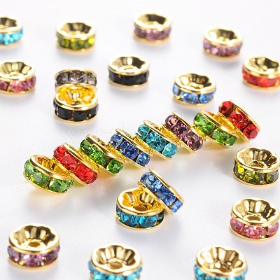 Brass Grade A Rhinestone Spacer Beads RSB038NFG-1
