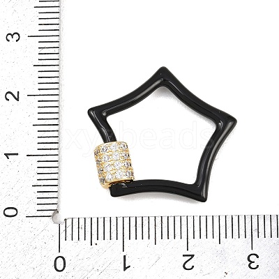Star Brass Micro Pave Clear Cubic Zirconia Screw Carabiner Clasps KK-B167-01C-04G-1