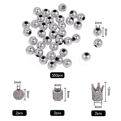 6Pcs 3 Styles Brass Micro Pave Cubic Zirconia Beads ZIRC-SZ0001-17-1