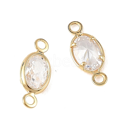 SHEGRACE Brass Pave Cubic Zirconia Oval Connector Charms XGRQ2O560-439A-G-1