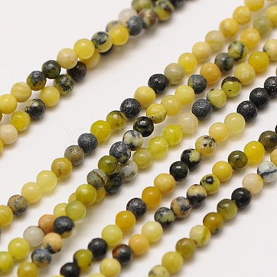 Natural Gemstone Yellow Turquoise(Jasper) Round Beads Strands X-G-A130-2mm-L01-1