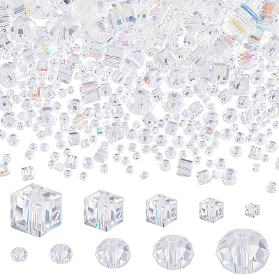 800Pcs 10 Styles AB Color Plated Electroplated Glass Beads Strands GLAA-GA0001-85-1