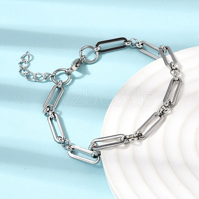 304 Stainless Steel Paperclip Chains Bracelet & Necklace Jewelry Sets SJEW-L199-21P-1