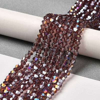 Transparent Electroplate Glass Beads Strands GLAA-F029-4mm-A05-1