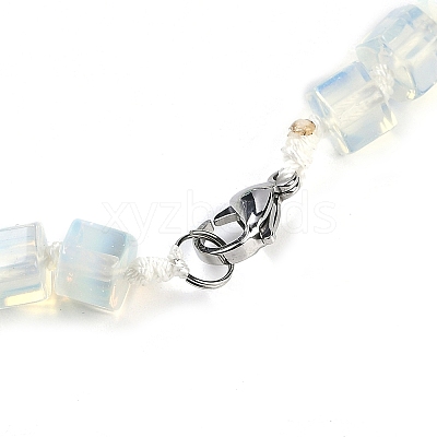 Opalite Hexagon Prism Graduated Beaded Necklaces for Women Men NJEW-K388-03G-1