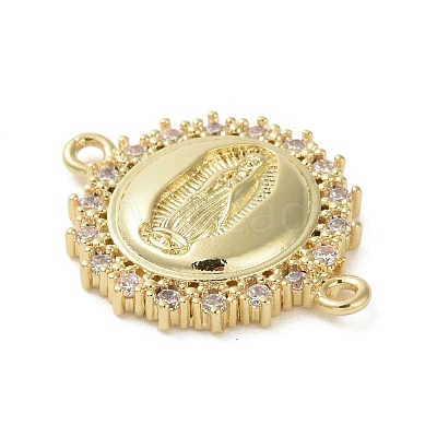 Religion Brass Micro Pave Clear Cubic Zirconia Connector Charms KK-H466-10G-02-1
