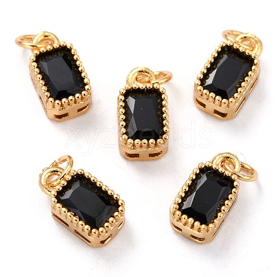 Real 18K Gold Plated Brass Inlaid Cubic Zirconia Charms ZIRC-L100-075G-07-1
