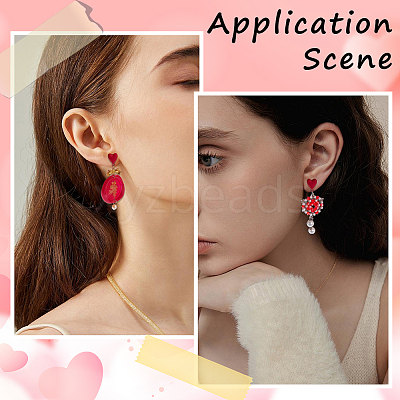 30Pcs Heart Alloy Stud Earring Findings FIND-SP0005-60A-02-1
