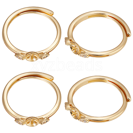 Beebeecraft 4Pcs Brass Adjustable Finger Ring Settings FIND-BBC0002-75-1