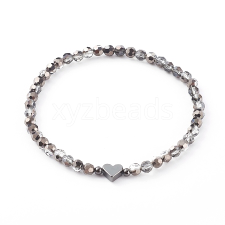 Electroplate Faceted Round Glass Beaded Bracelets BJEW-JB06125-02-1