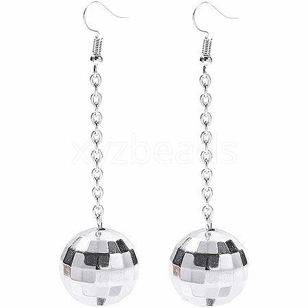 Non-Tarnish Stainless Steel Mirror Ball Earrings for Women FJ2420-1-1