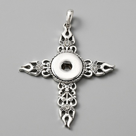 Alloy Rhinestone Hang Snap Base Pendant for Interchangeable Snap Charms Jewelry Making FIND-WH0145-68B-1