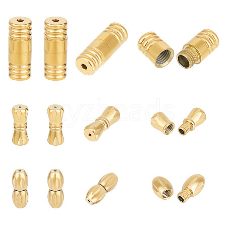 Unicraftale 12Pcs 3 Styles 304 Stainless Steel Screw Clasps Sets STAS-UN0050-11-1