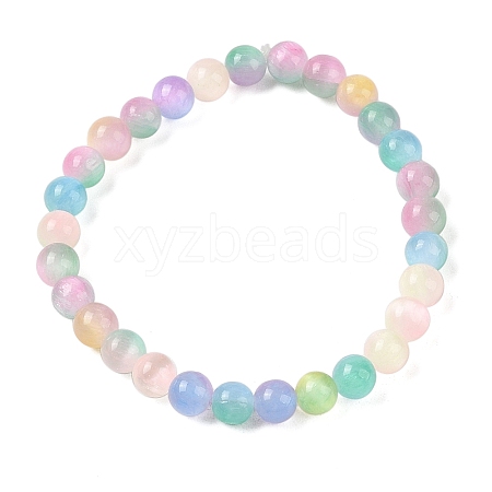 Natural Selenite Round Beaded Stretch Bracelets for Women G-U005-02A-1