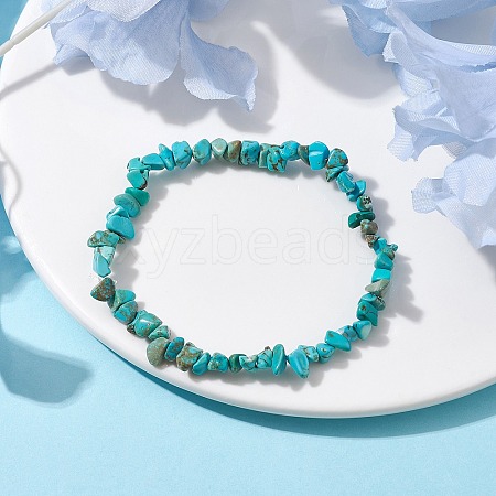 Natural Howlite Chips Beaded Stretch Bracelets for Women BJEW-JB10046-03-1