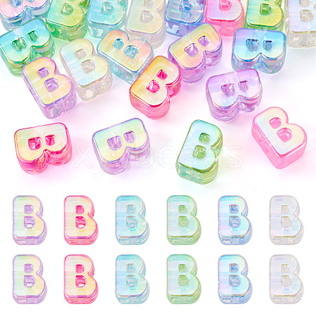 20Pcs UV Plating Transparent Acrylic European Beads OACR-TADJ0001-19B-1