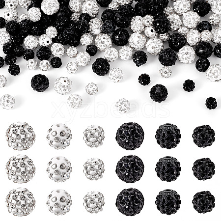 120Pcs 6 Styles Rhinestone Pave Disco Ball Beads RB-TA0001-14-1