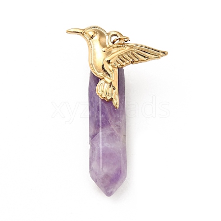 Bird Natural Amethyst Pointed Pendants G-I333-05A-1
