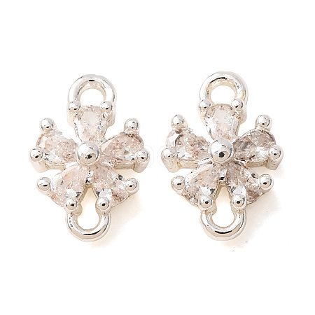 Brass Pave Clear Cubic Zirconia Connector Charms CU-CBAEC99-15S-1