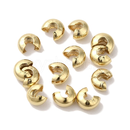 Brass Crimp Bead Cover X-KK-K383-07C-G-1