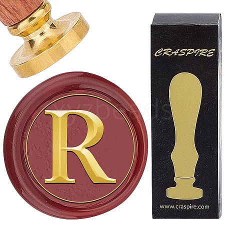 Brass Wax Seal Stamp with Rosewood Handle AJEW-WH0412-0313-1