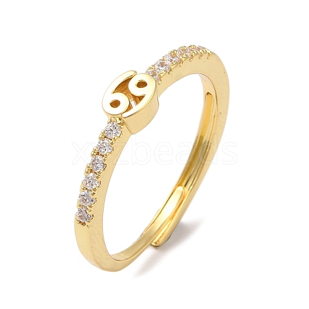 Rack Plating Brass Clear Cubic Zirconia Constellation Adjustable Rings for Women RJEW-S407-08G-11-1