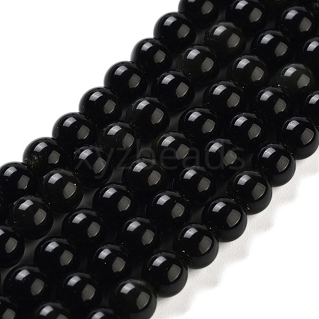 Natural Obsidian Bead Strands X-G-R173-6mm-02-1