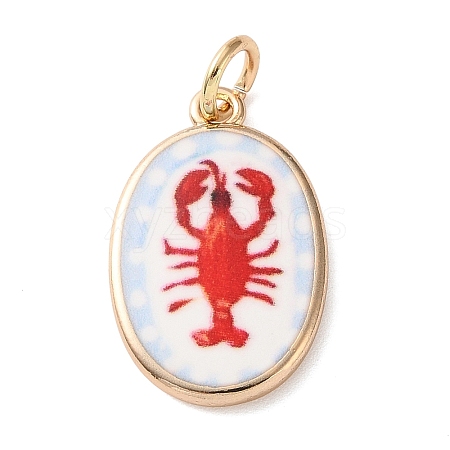 Printed Brass Enamel Pendants KK-CBADFD5-04G-B-1