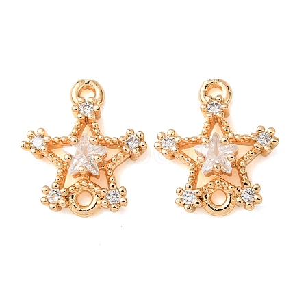 Brass Pave Clear Cubic Zirconia Connector Charms CU-CBAEC99-08G-1